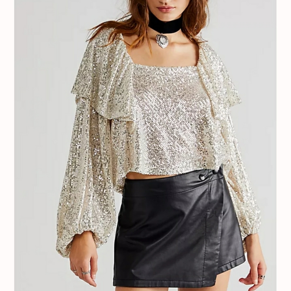 Free people shimmering top